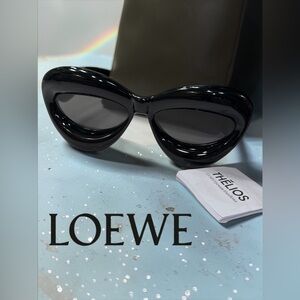 LOEWE Black Inflated Cat-Eye Sunglasses Runway NEW WITH CASE!